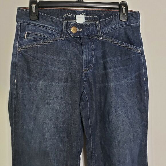 Eddie Bauer Womens Jeans Size 2 Trouser Curvy Fit Stretch Blue Denim Flap Pocket - Picture 5 of 11